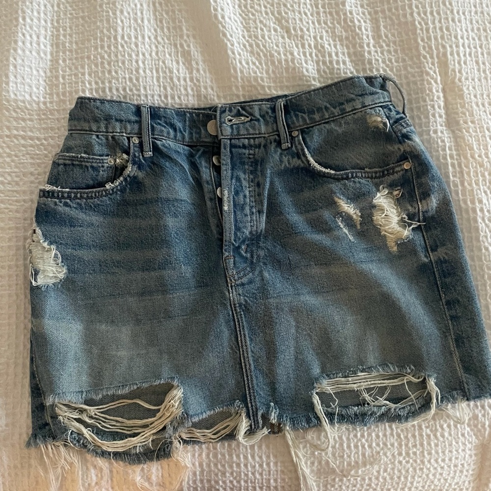 Denim Distressed Skirt